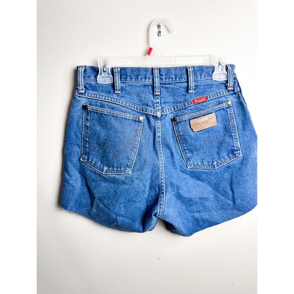 Wrangler Pants - Wrangler Vintage Cut Off Denim Shorts Womens 29 Jean Short Patch Blue
